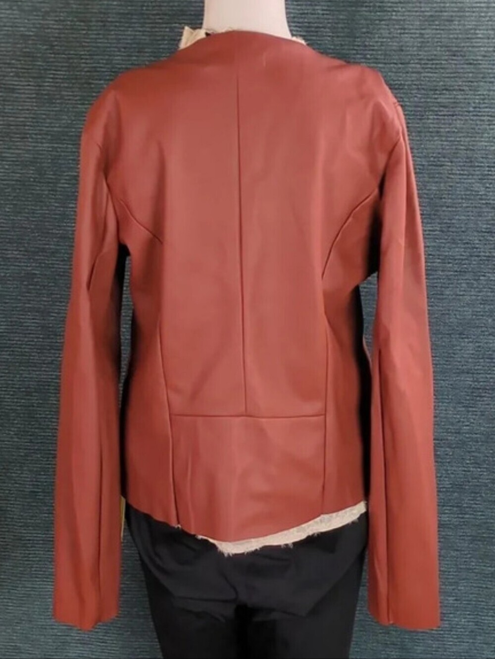 Just Fab Vegan Leather Open Front Jacket - Picture 7 of 10